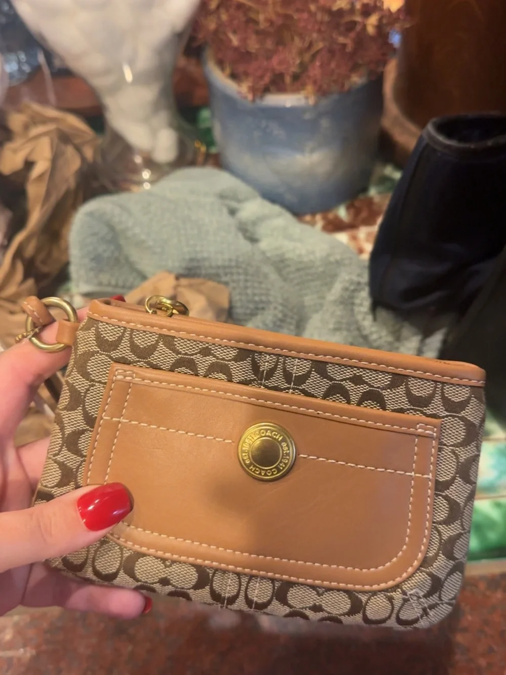 Coach bundle!!!  Coach Black Leather Crossbody with Signature Canvas Wristlet